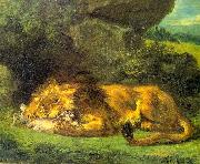 Eugene Delacroix Lion with a Rabbit oil on canvas